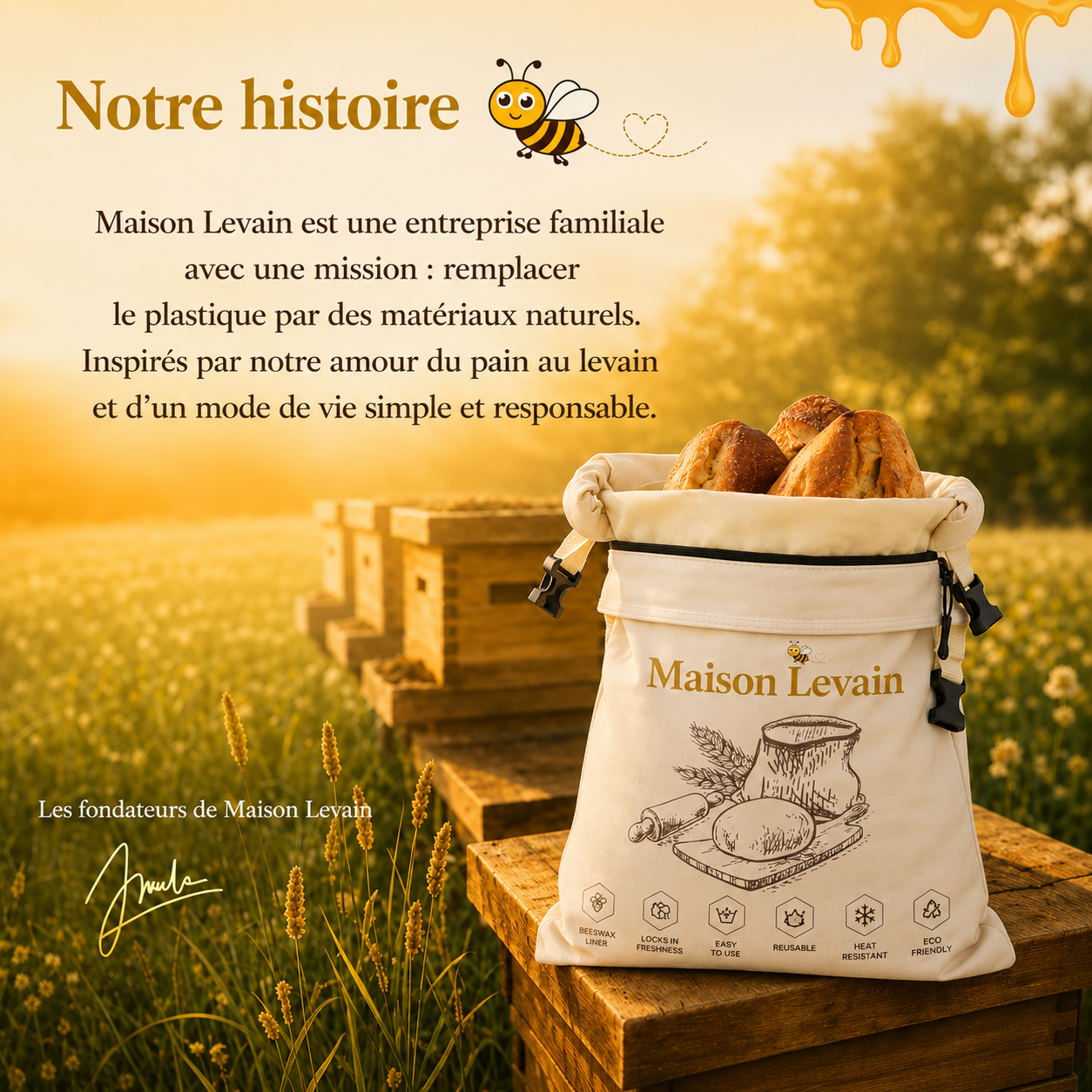 Sac à pain en cire d'abeille
