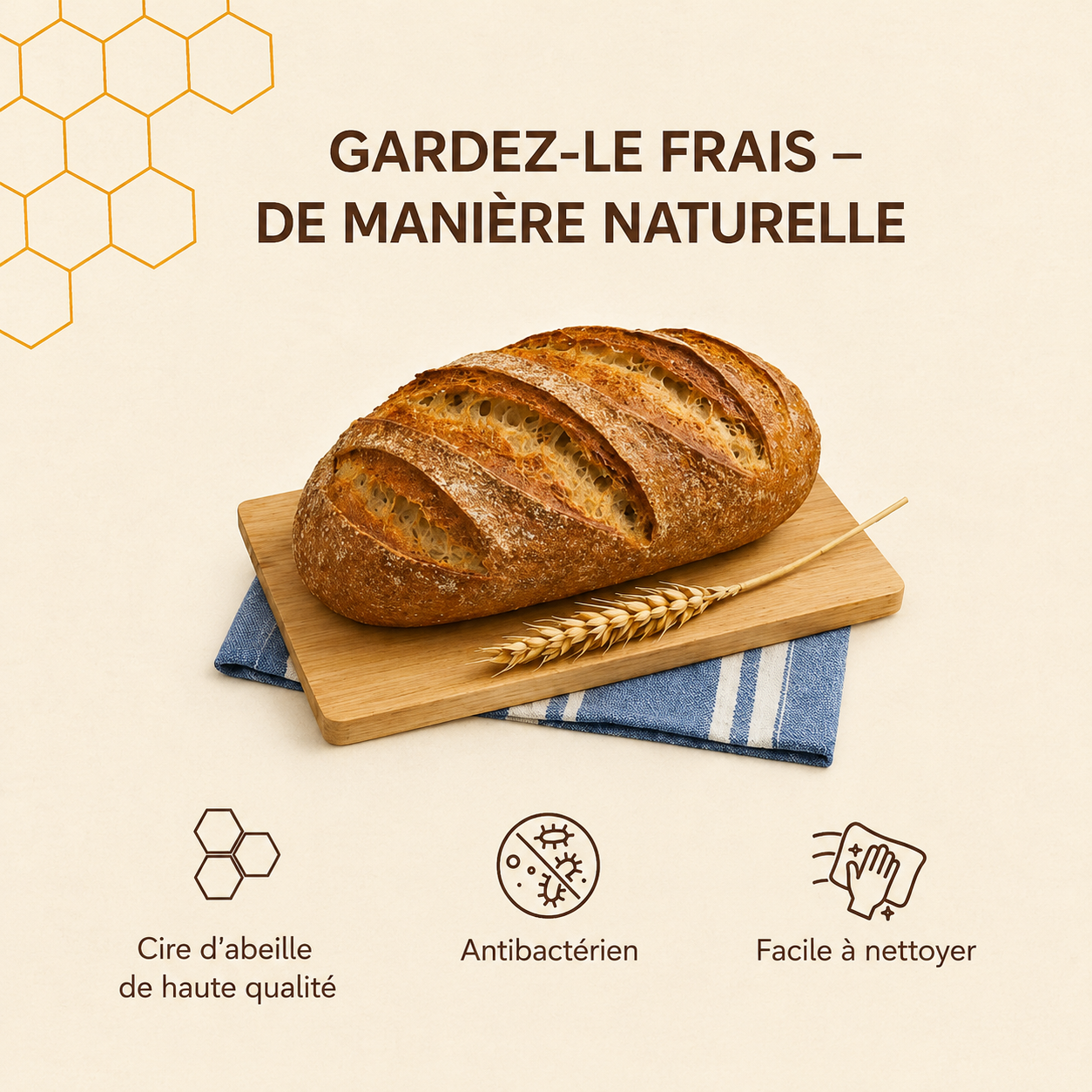 Sac à pain en cire d'abeille